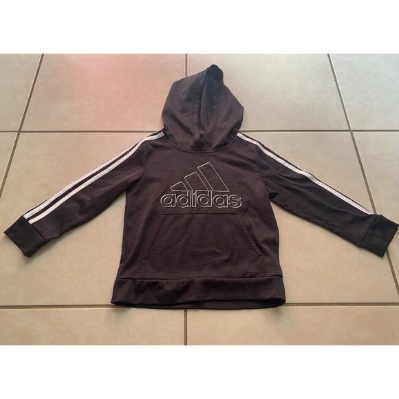 3/$15 SALE - Boys ADIDAS Charcoal Gray Fleece Lined Hooded Sweatshirt Size 5 - Picture 1 of 4